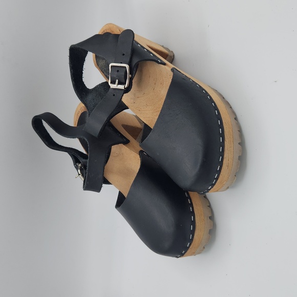 MIA Shoes - MIA Abba Black leather ankle strap clog